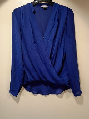H&M Cobalt Wrap-Style Blouse